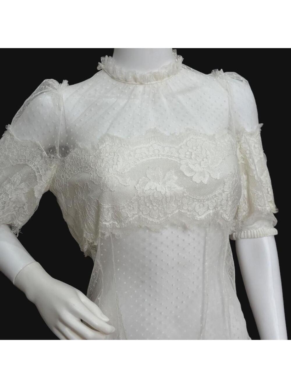 Dolce & Gabbana White Sheer Lace Tulle Blouse IT 40 Made in Italy Early 2000s